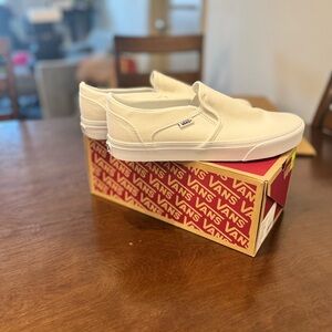 Vans White Slip-On Sneakers